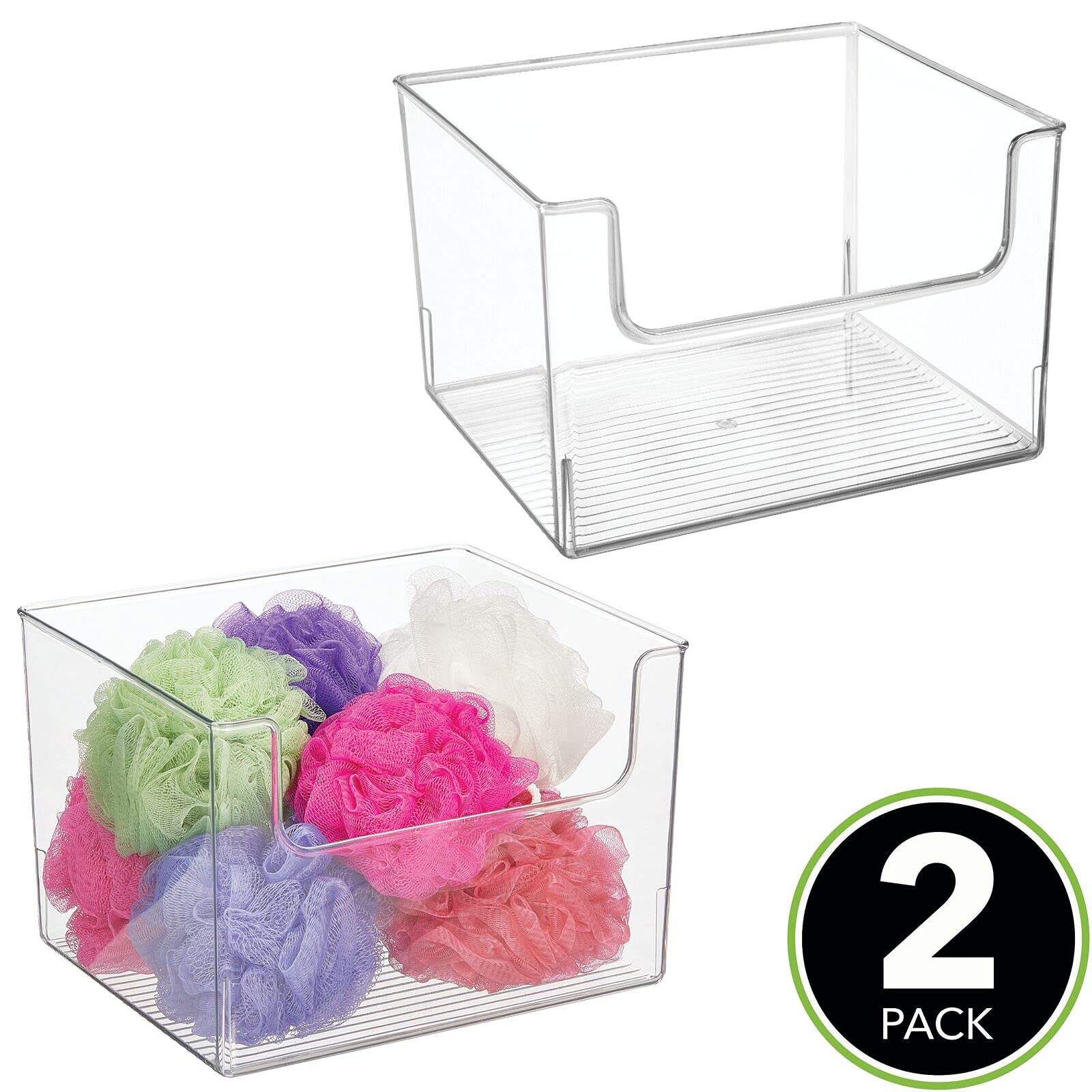 Mdesign Modern Plastic Open Front Dip Storage Organizer Bin Basket For Bathroom Organization - Vanity Shelf, Cubby, Cabinet, And